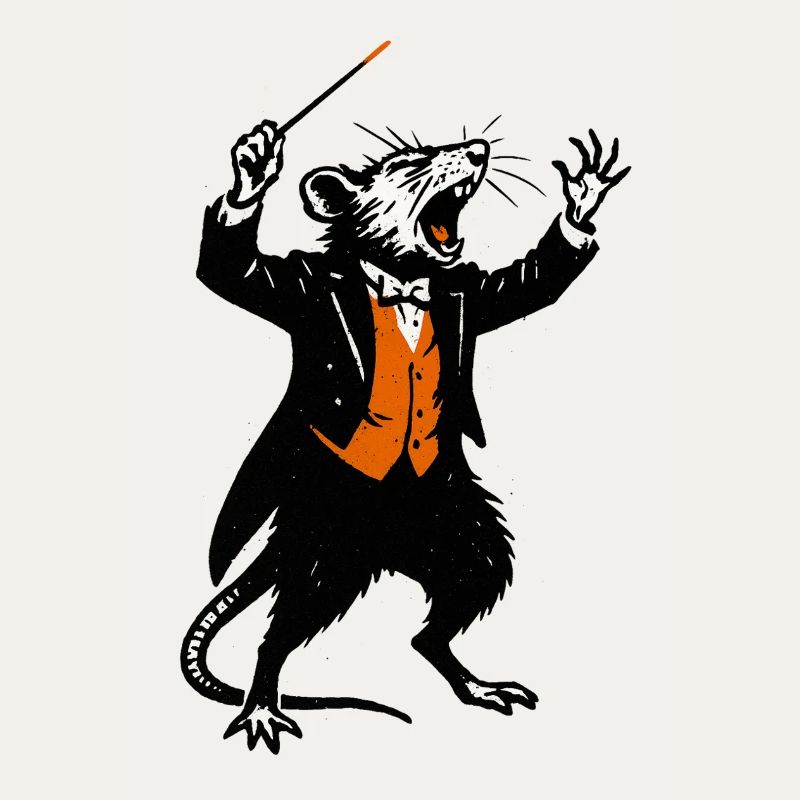 Ratte als Dirigent im Smoking