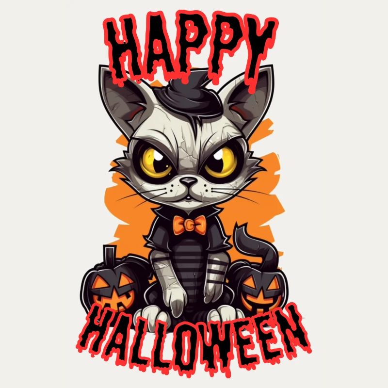 Conception mignonne de chat d’Halloween dans le style de dessin animé