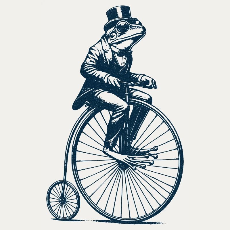 Frog on a penny-farthing