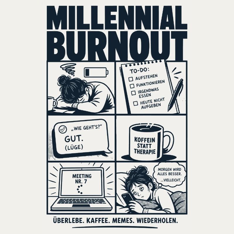 Millennial Burnout Humor Alltag Comic