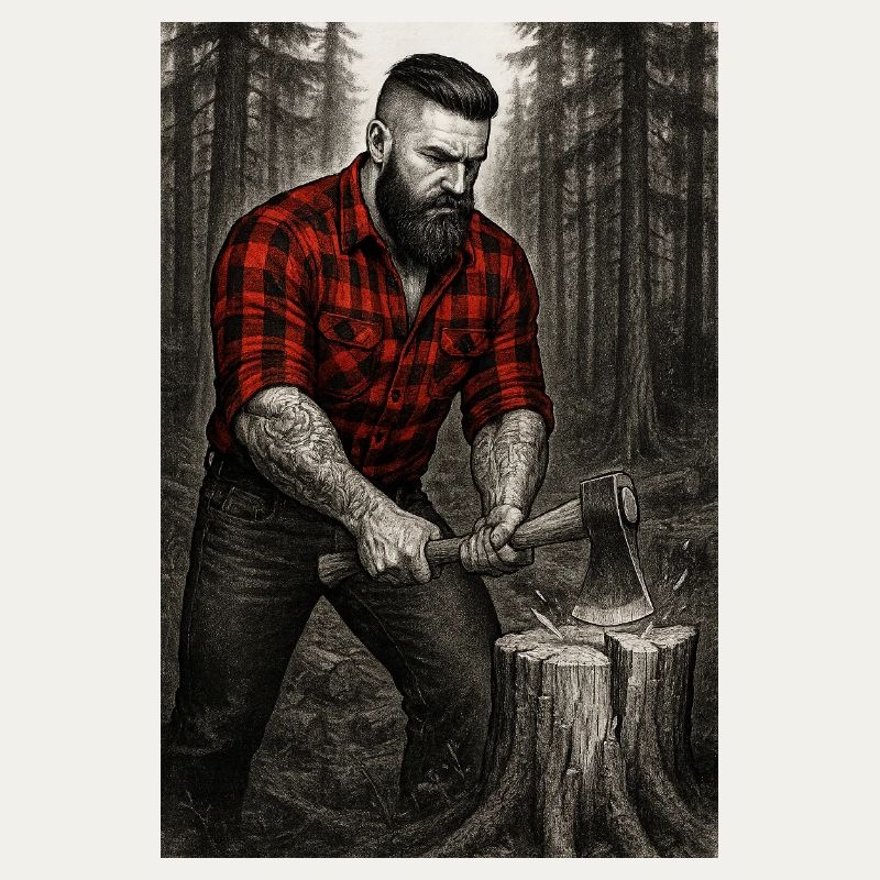 Bûcheron en forêt