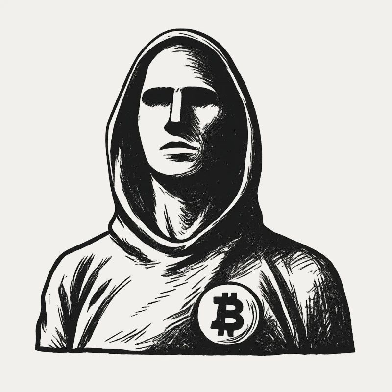Anonymous hacker with Bitcoin logo