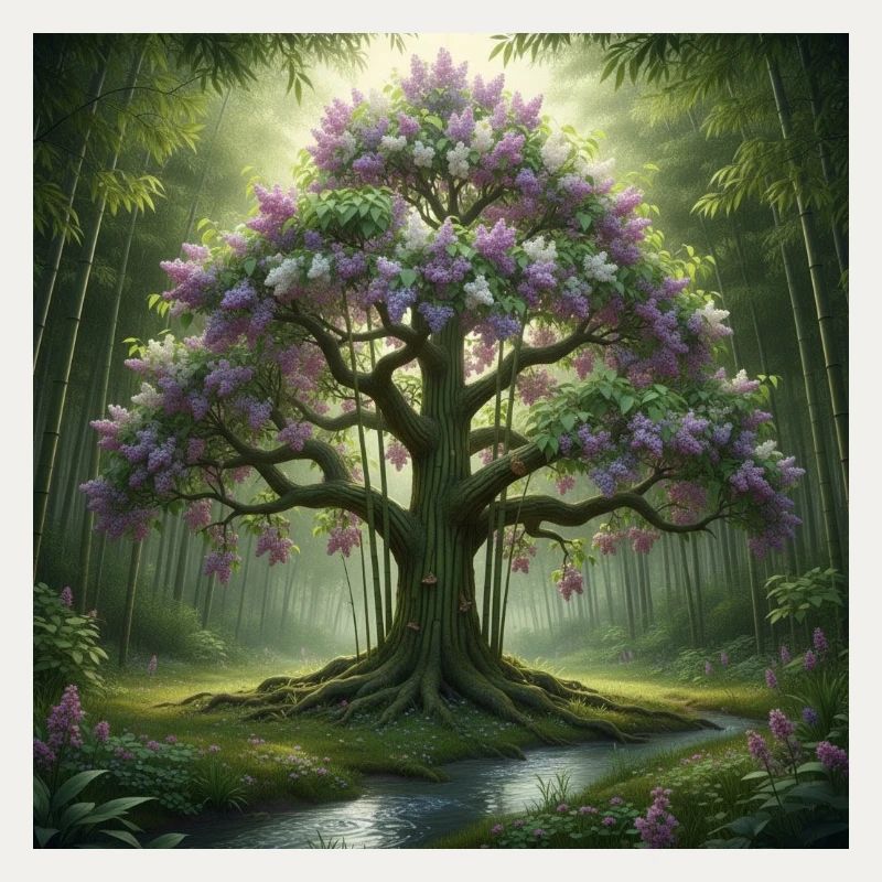 Arbre forestier à fleurs de lilas