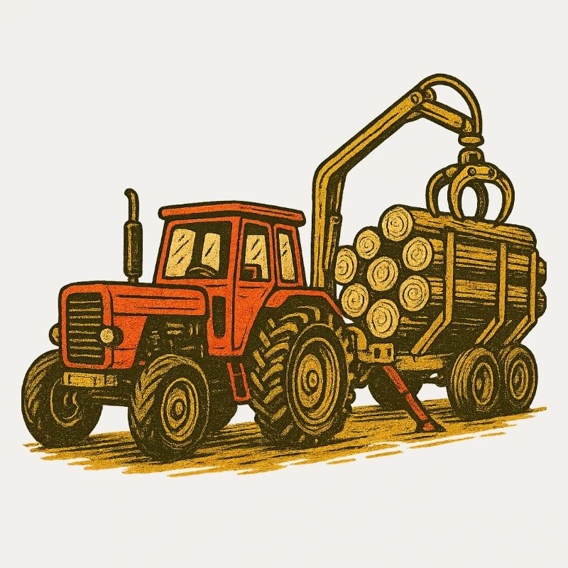 Forest Tractor with Timber Load