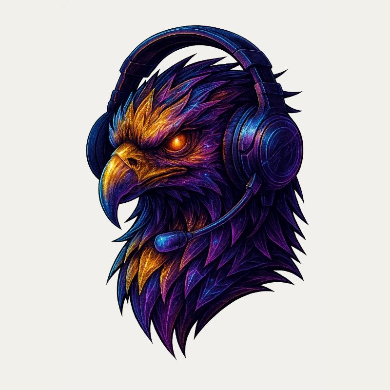 Neon eagle with headset