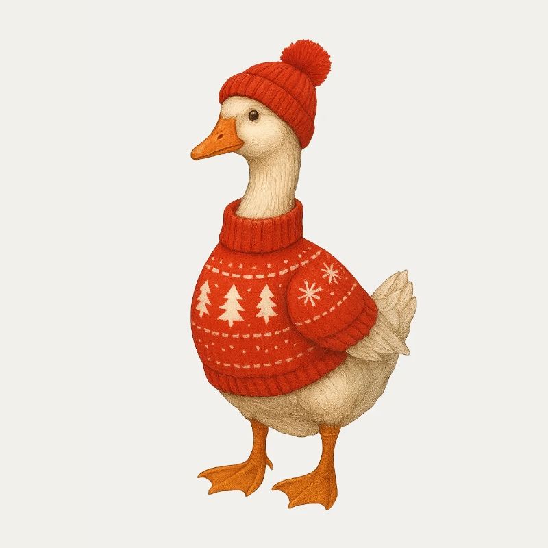 Gans im Strickpullover