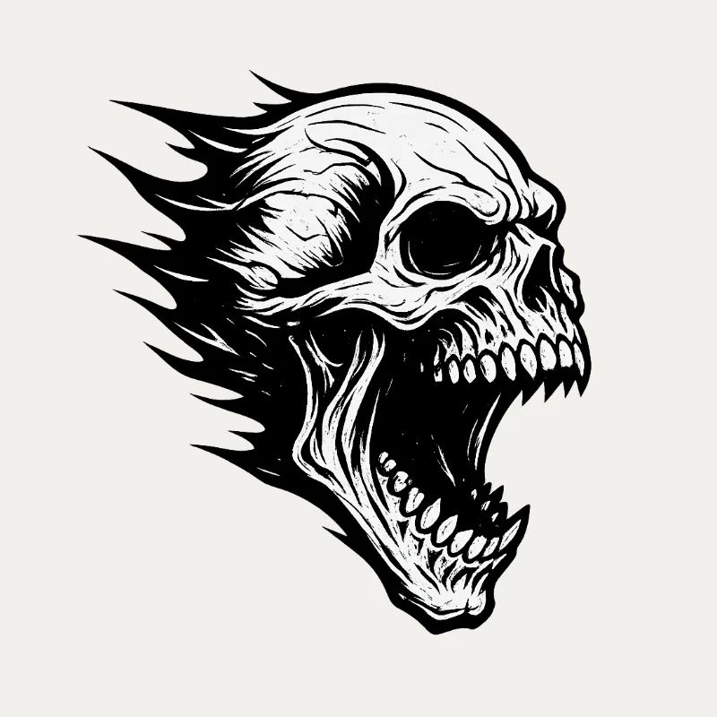 Headache at work:Flaming skull in the storm