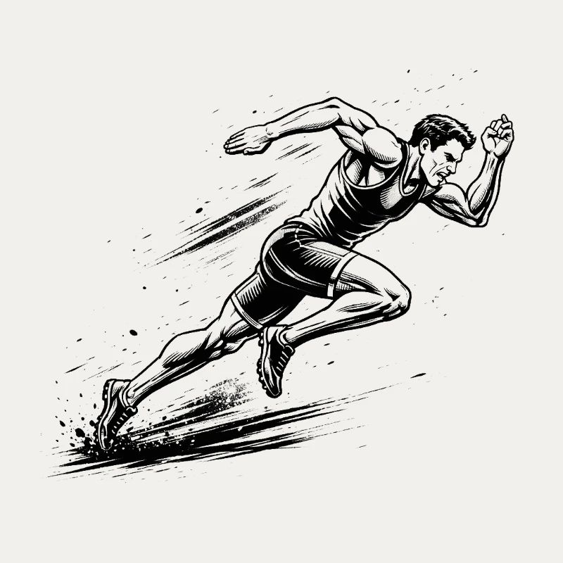 100m Sprinter im Comic-Ink Stil
