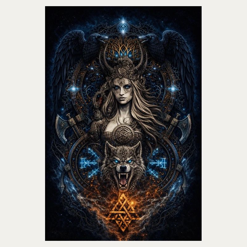 Viking Freya Hugin & Munin Wolf Runes