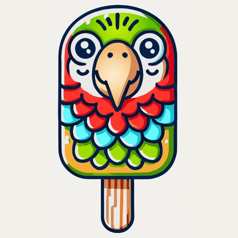 Ein Eis in Form eines lächelnden Papageis