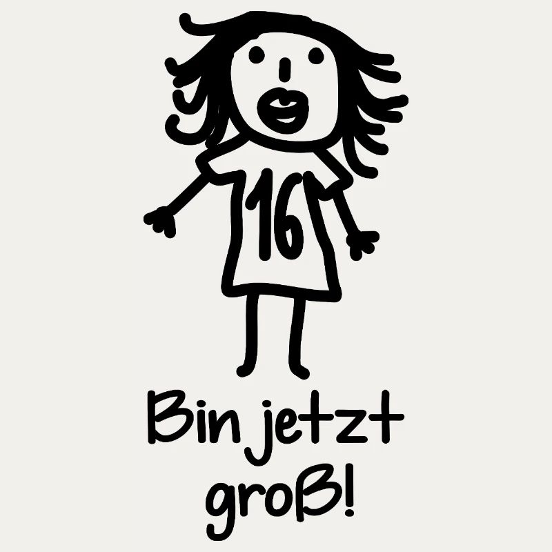 16. Geburtstag Mädchen Strichzeichnung 