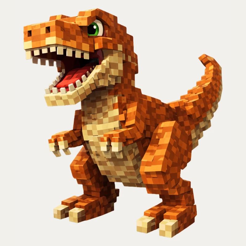 Orange Pixel-T-Rex