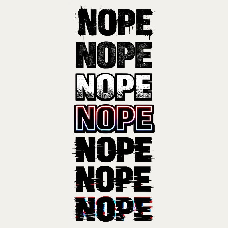 Nein, Neon-Glitch-Textstack