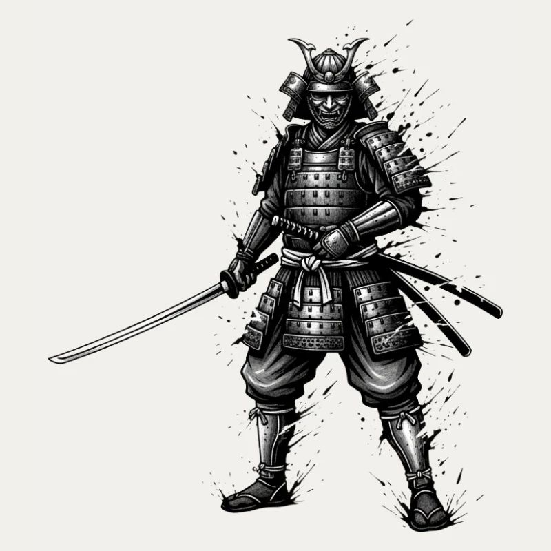 Schwarzweiß Samurai Katana
