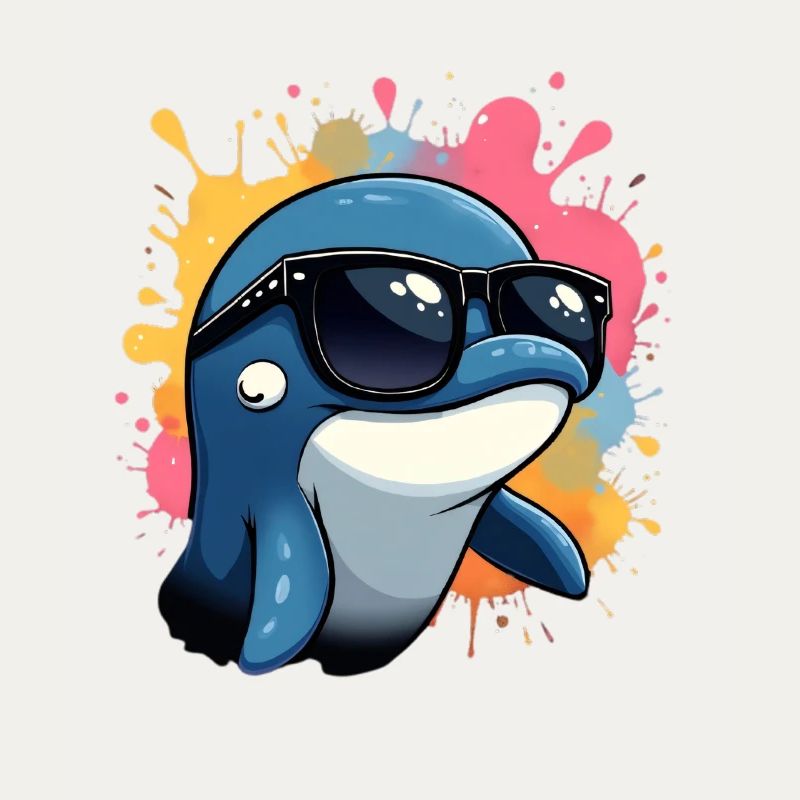 Cool dolphin with sunglasses