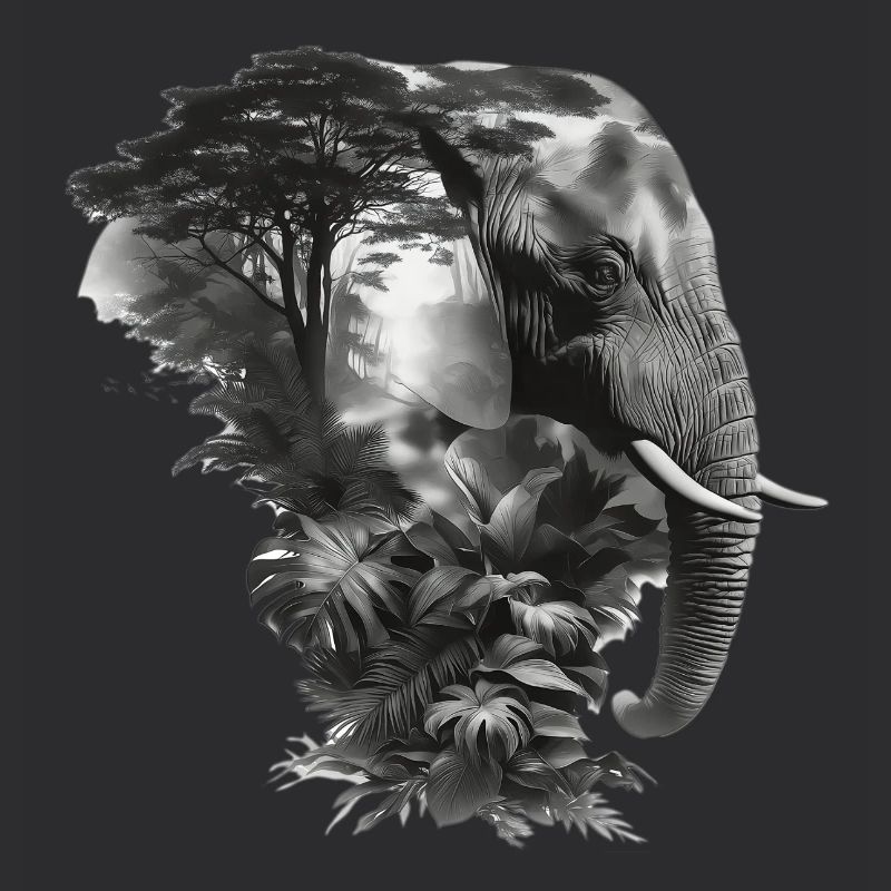 Elephant Jungle Silhouette Double