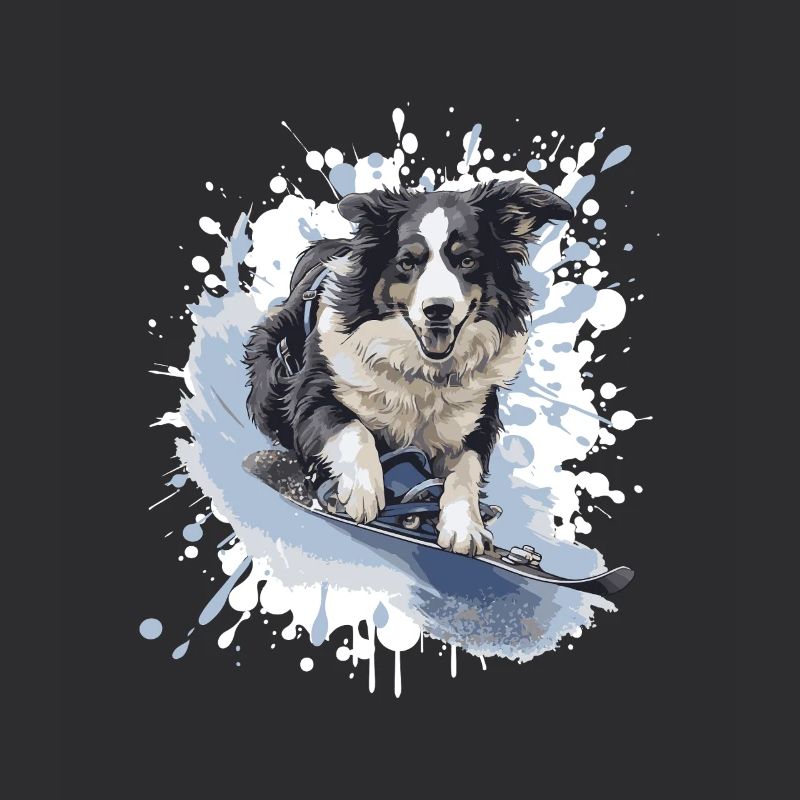 Border Collie Hund Snowboard