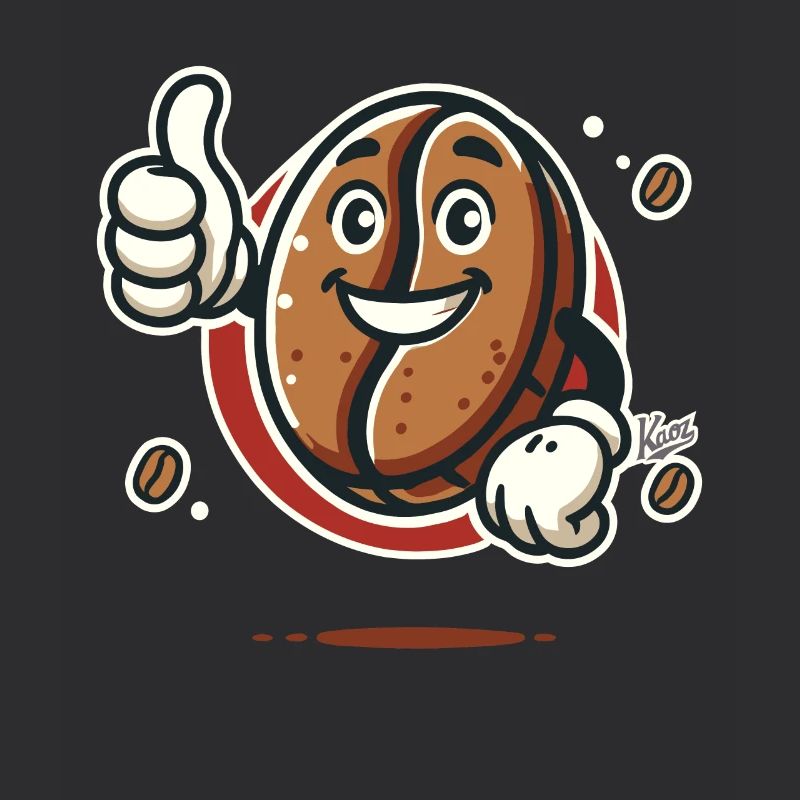 Thumbs up from a cheerful coffee bean