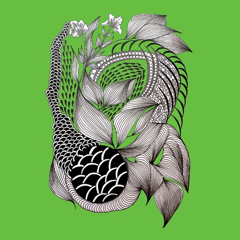 Black and White Leaf Snake Pattern