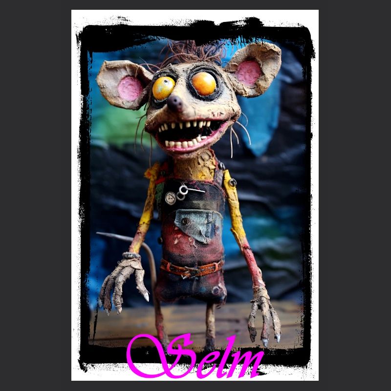 Bizarre creature punk doll with glowing eyes