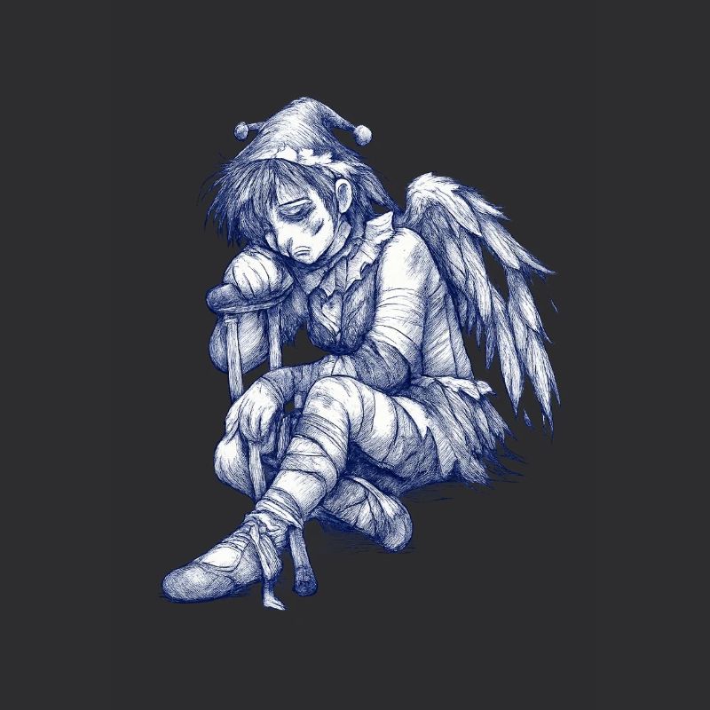 Trauriger blauer Engel