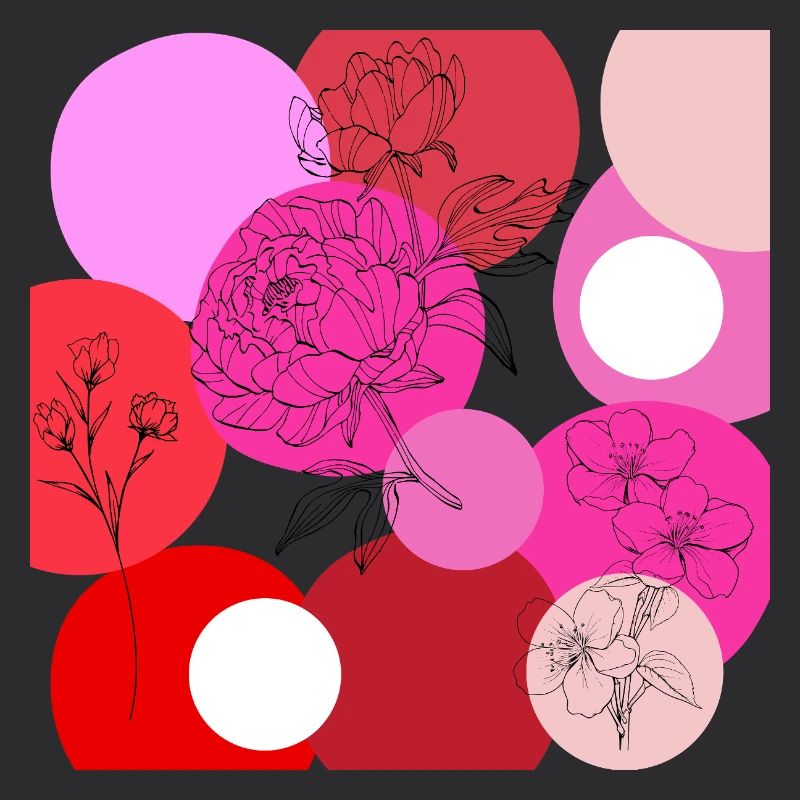 Florale Linien über Farbkreise