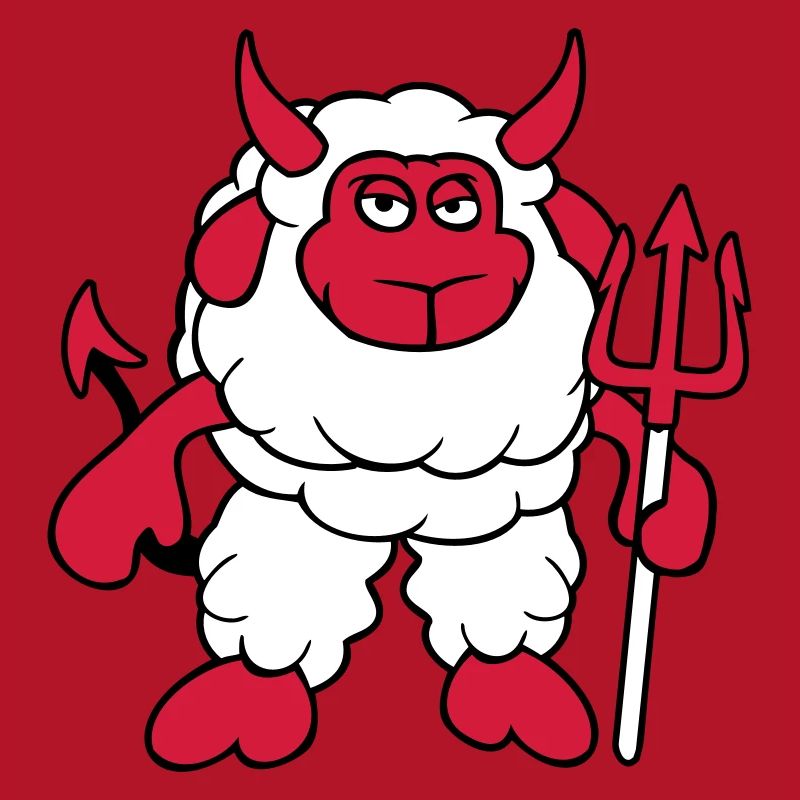 Mouton Diable Satan Enfer Mal Trident Cornes Cool