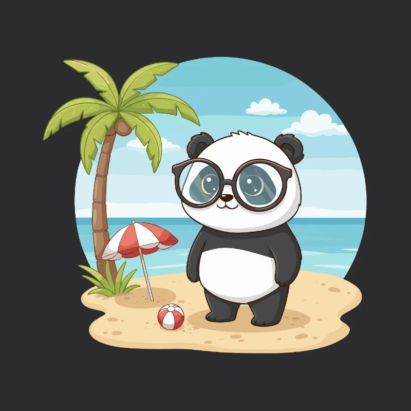 Süßer Panda mit Brille Strand-Sommerurlaub