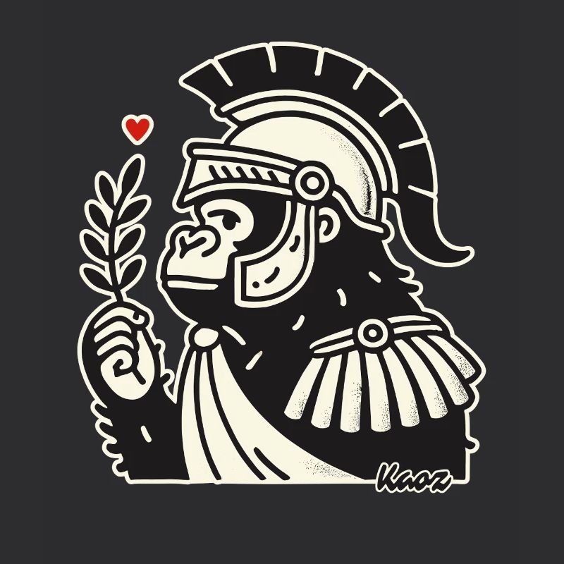 Spartanischer Gorilla mit Lorbeerzweig