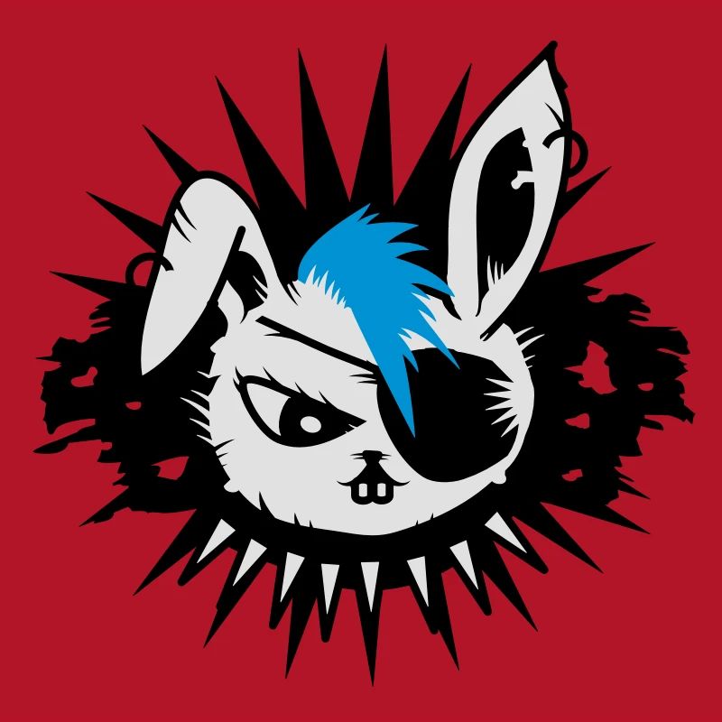 Un lapin avec un cache-oeil et un Mohawk