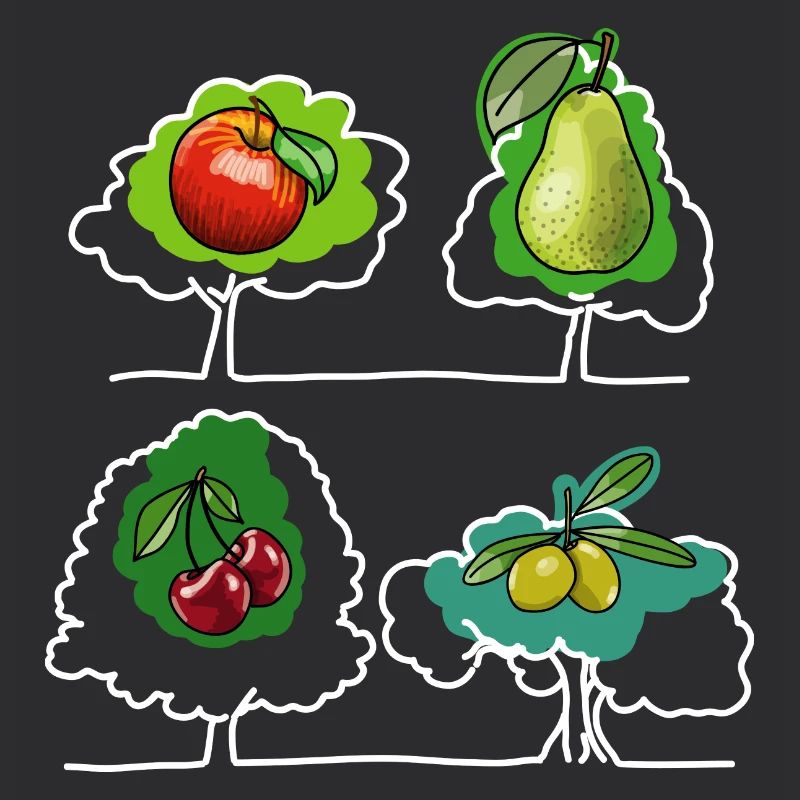 Apfel, Birne, Kirsche