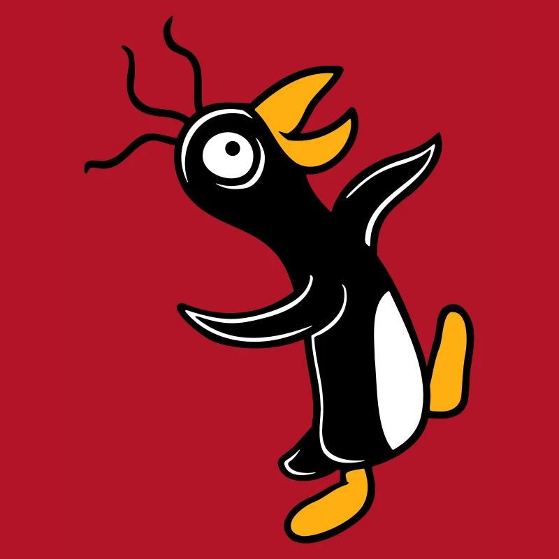 Crazy penguin runs stupid looks stupid silly