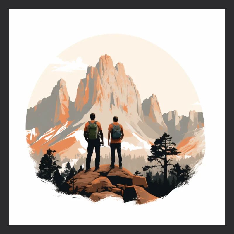 Wanderer vor Alpenlandschaft