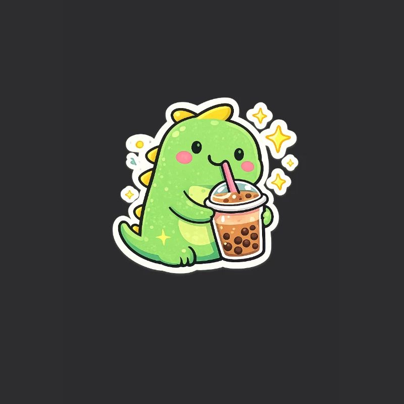 Süßer Dino mit Bubble Tea