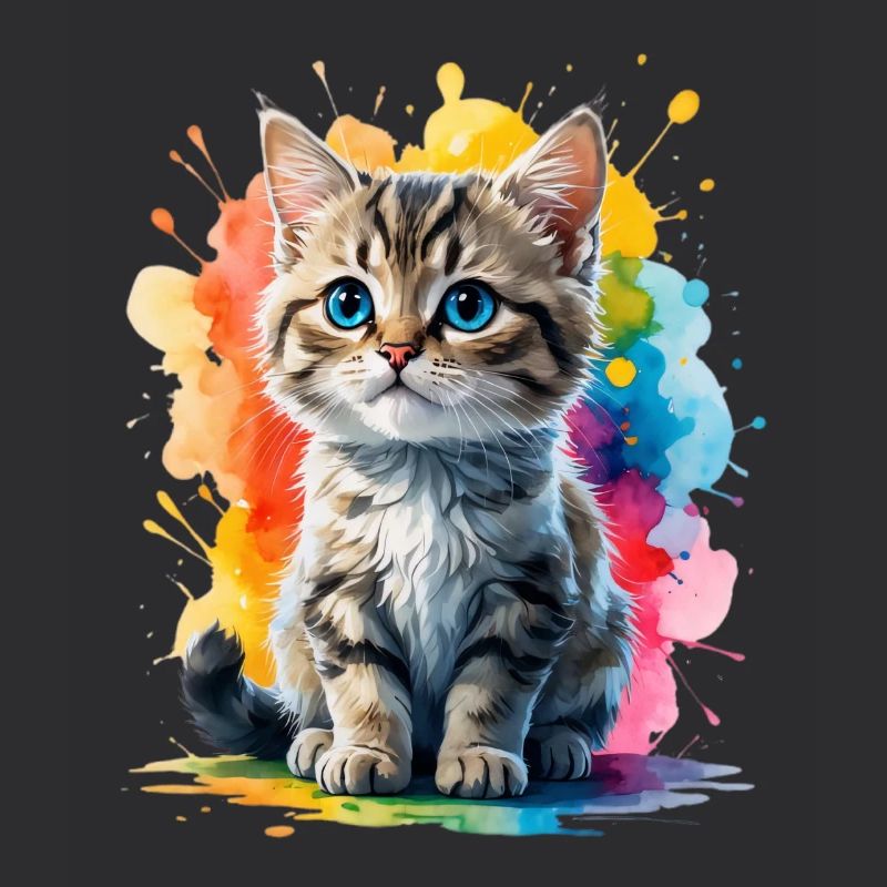 Explosion de couleurs de portrait de chat
