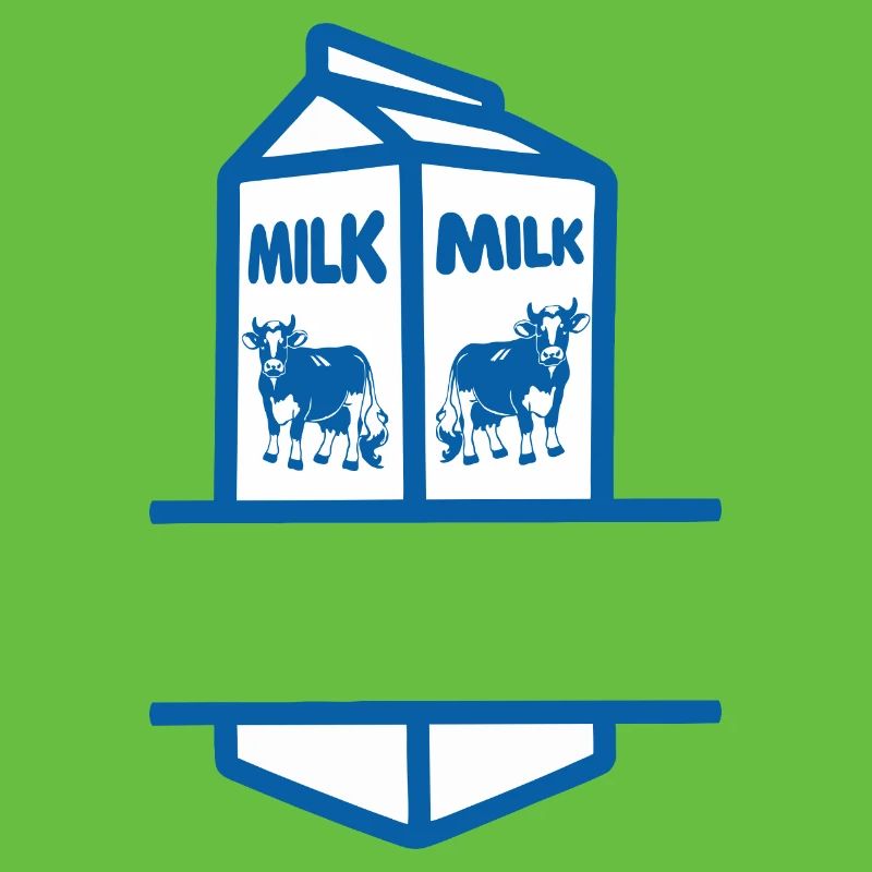 Blauer Milchkarton mit Kuh-eigenem Text