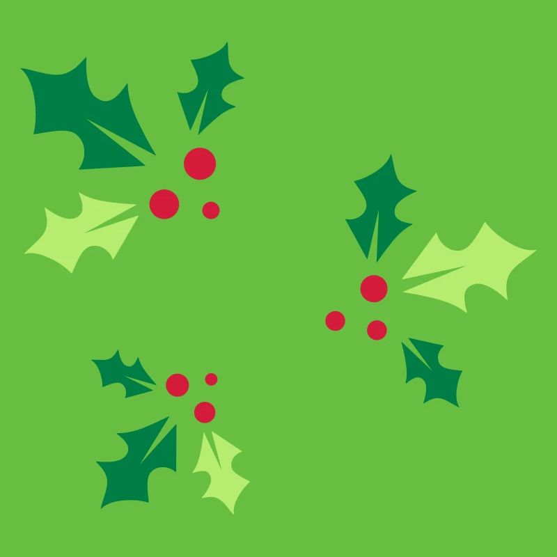 three holly branches with three red berries