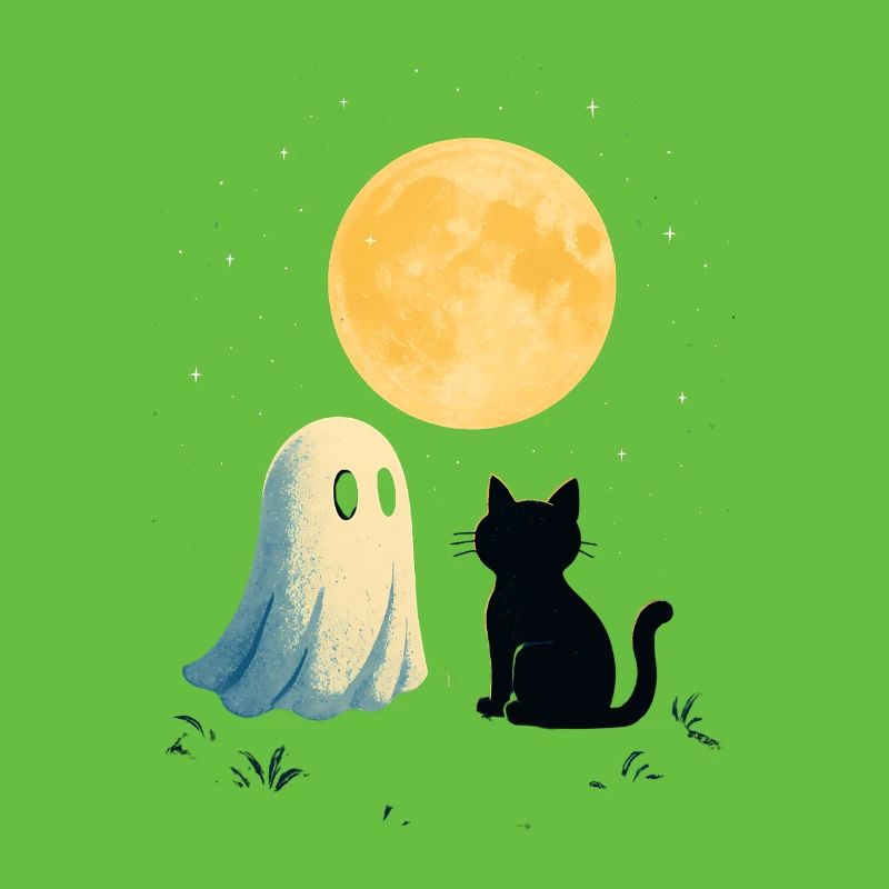 Moonlit Night Ghosts Cat