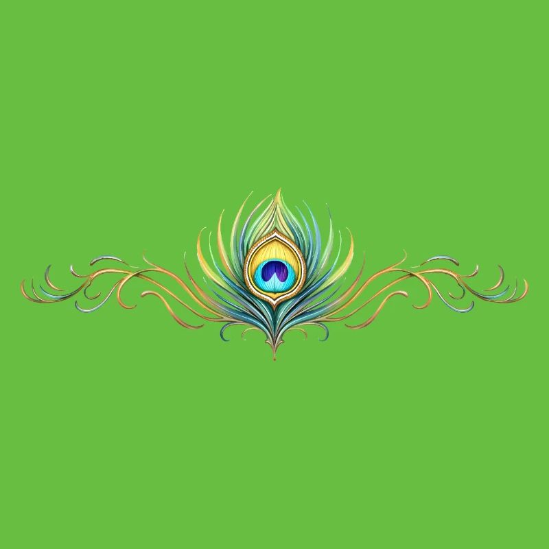 Peacock Feather Ornament Boho Symmetrical