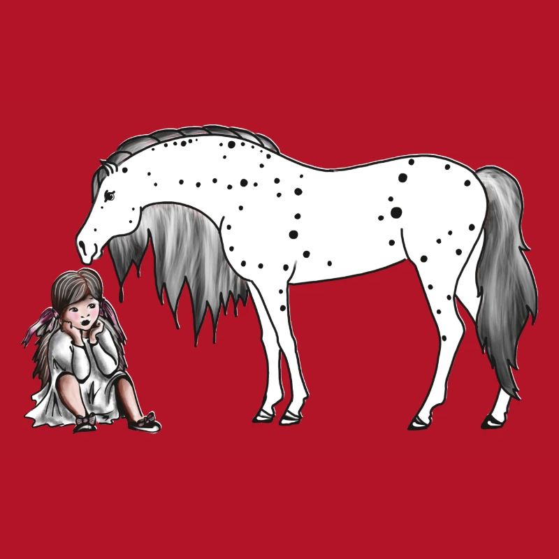 Mädchen sitzt beim Pony Pferd