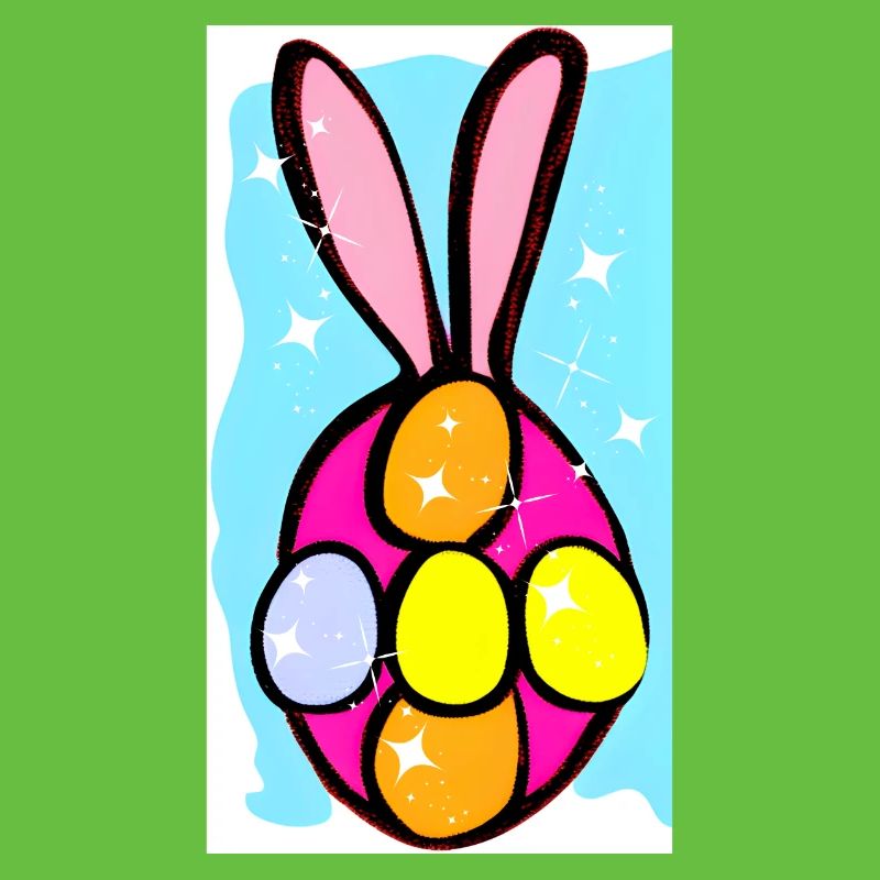 Colorful Easter Bunny Eggs Illustration