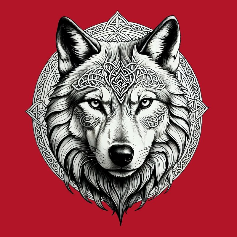 Wolf mit keltischem Knoten 01