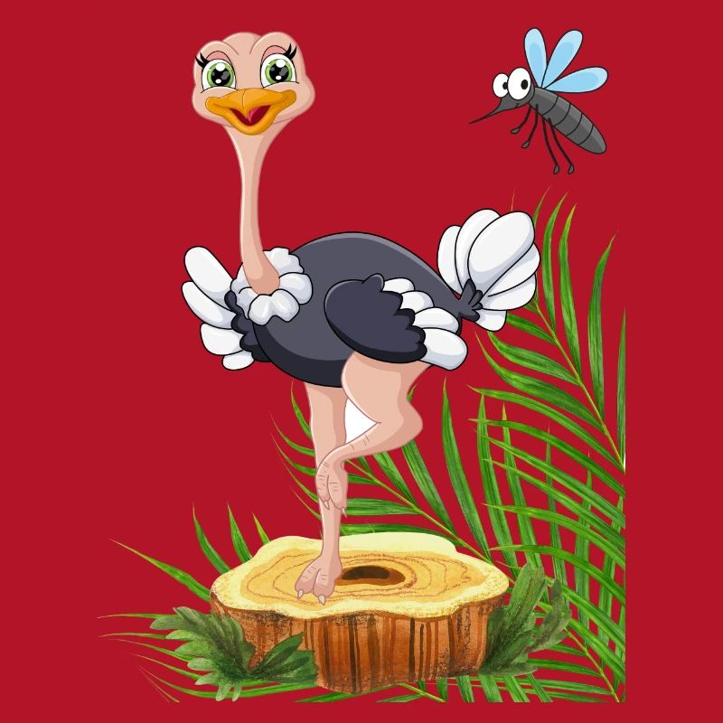 Whimsical Stork with Fly and Nature Elements