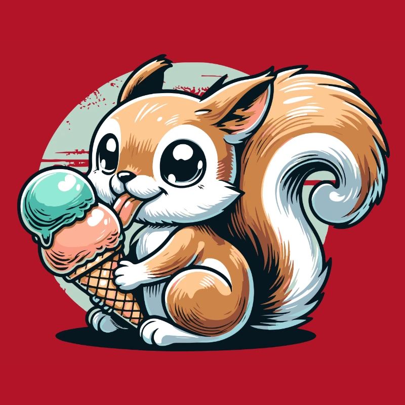 Niedliches Cartoon-Eichhörnchen mit Eiscreme