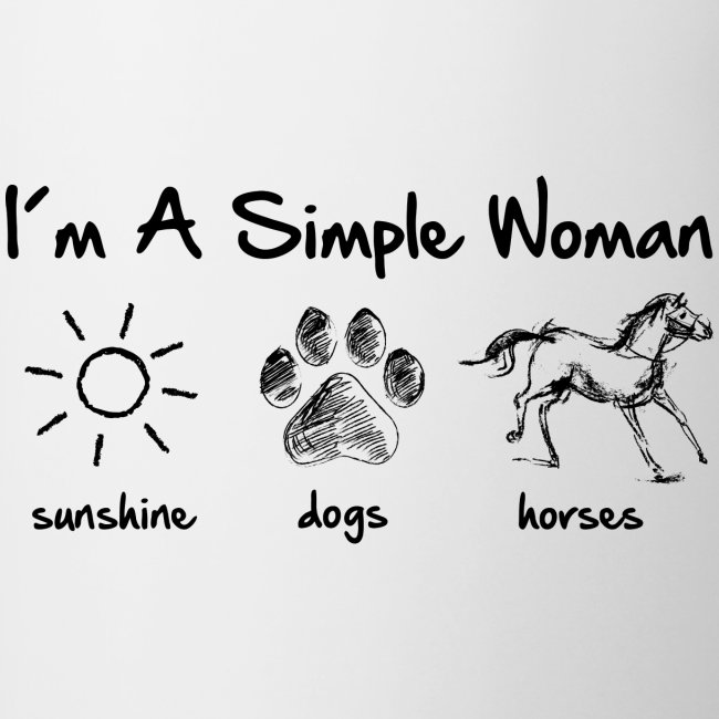 simple woman horse dog - Tasse zweifarbig