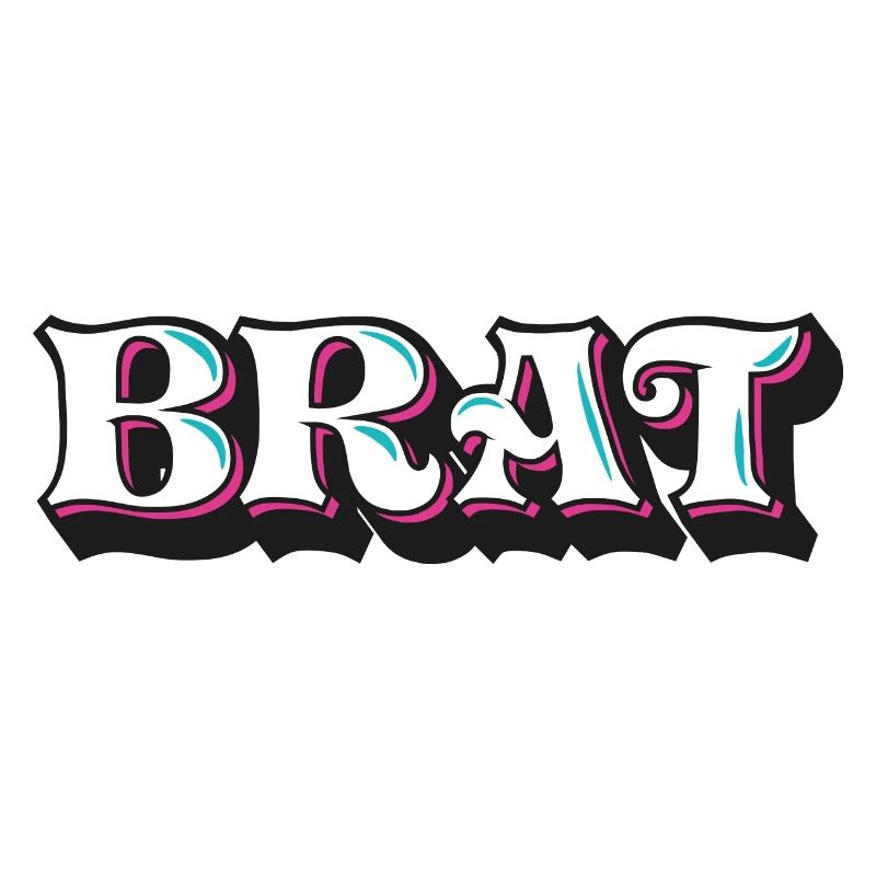 Brat, gore effronté, écriture décorative 3D, graffiti