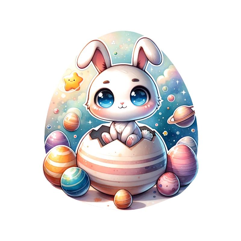 Space Bunny on Cracked Easter Egg Planet