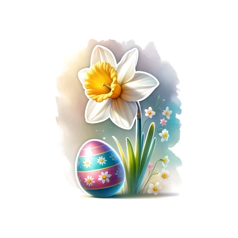A Beautiful Daffodil With an Easter Egg