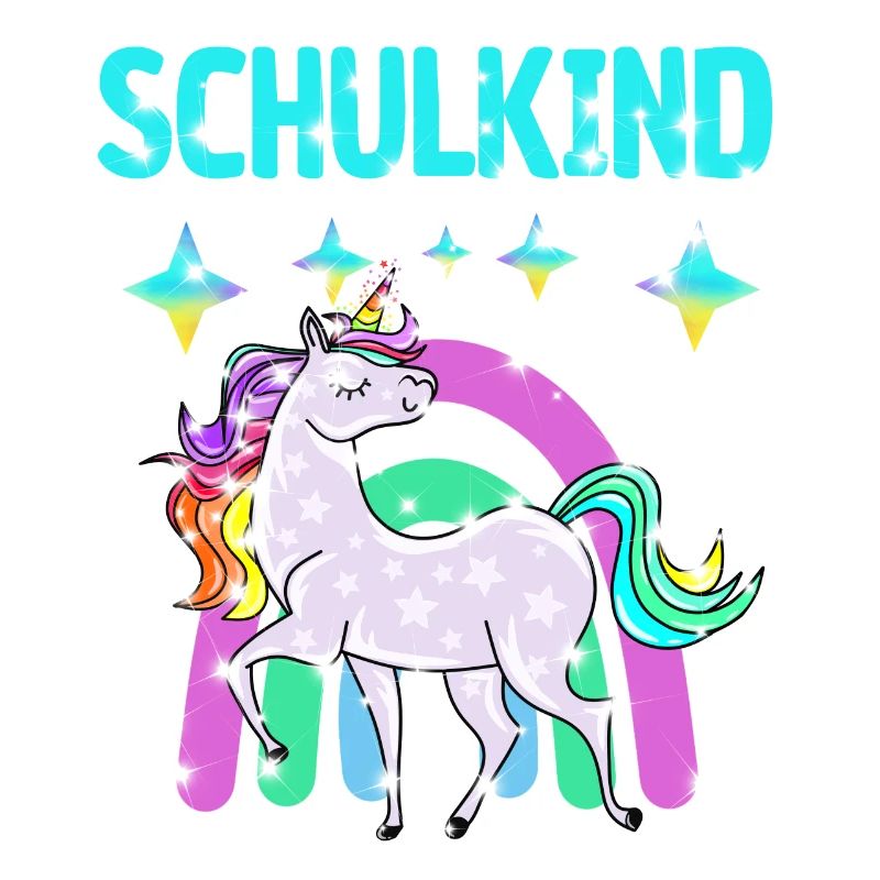 Schulkind Glitzer Einhorn mit Regenbogen