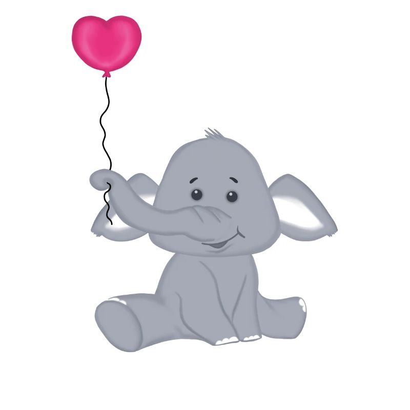 Baby Elefant mit Herz Luftbalon